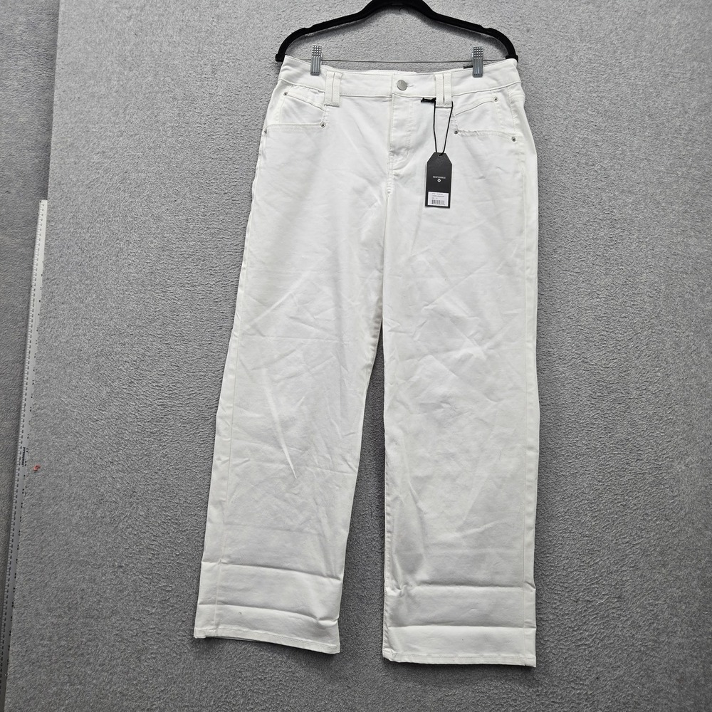 D.jeans Women Jeans 10 White Wide-Leg Twill Mid Rise Wide Leg 30" Inseam NWT